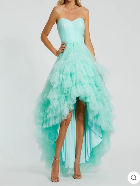 Mac Duggal Dresses & Skirts - Mac Duggal 20892 Strapless Mint High-Low Tulle Ruffle Dress Size 8